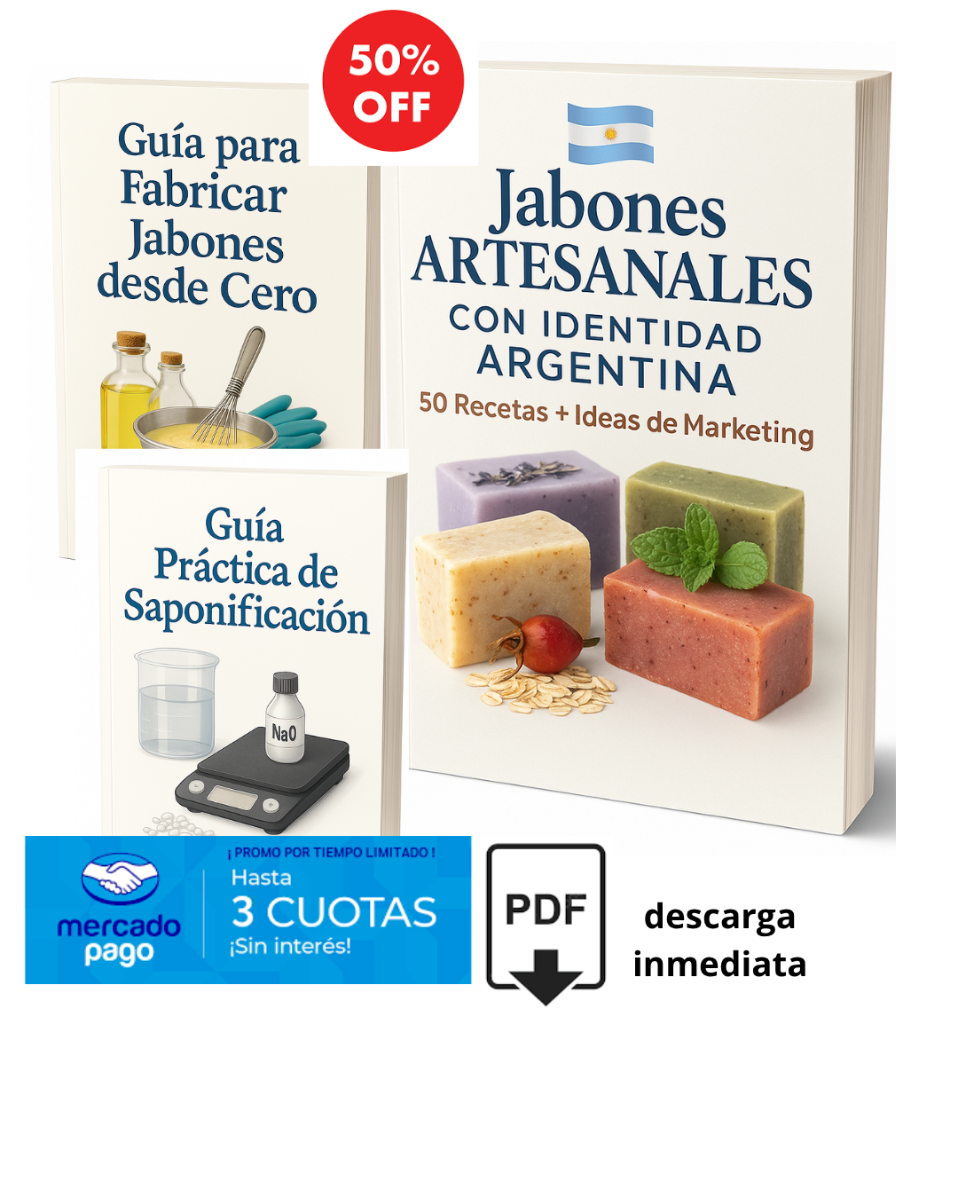 Pack x 3 libros digitales para emprender con Jabones Artesanales + 2 BONOS